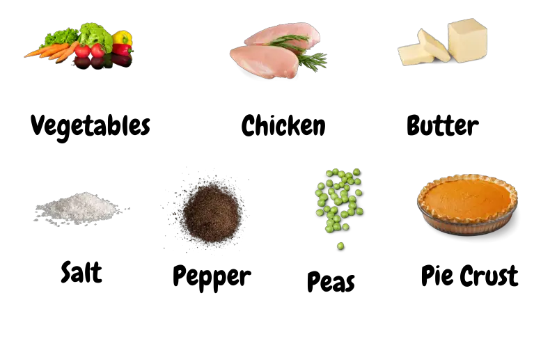 Ingredients of pot pie